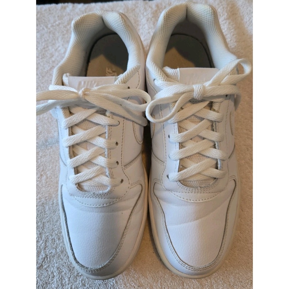 Nike Ebernon Low Womens Size 9 Triple White Athletic Leather‎ Shoes Sneakers